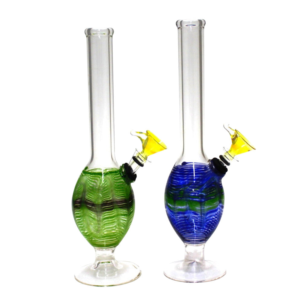 10-inch Round Base Art Water Pipe featuring an artistic glass design, durable construction, stable round base, classic shape, and water chamber.