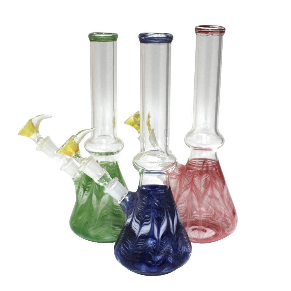 11-inch Beaker Art Color Water Pipe featuring durable glass construction, artistic color design, stable beaker base, spacious water chamber, and classic shape.