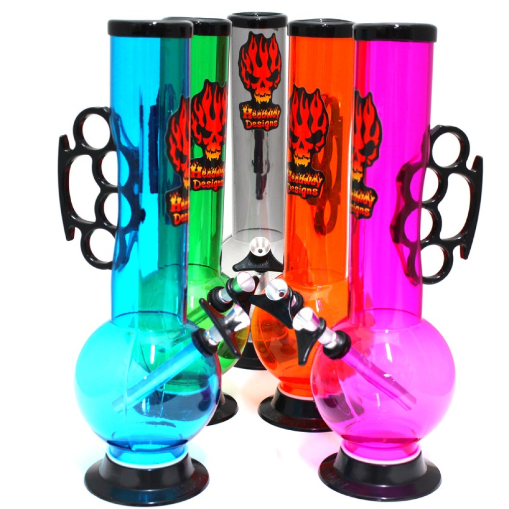 12-inch Headway Designs Acrylic Bubble Straight A Punch Water Pipe featuring durable acrylic construction, bubble chamber design, sturdy base, lightweight build, and sleek styling.