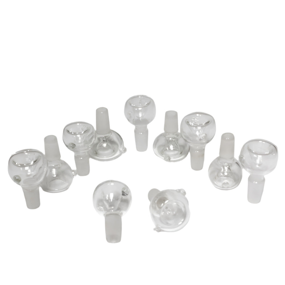 14mm round-shaped clear glass male bowl with glass-on-glass (G-G) joint