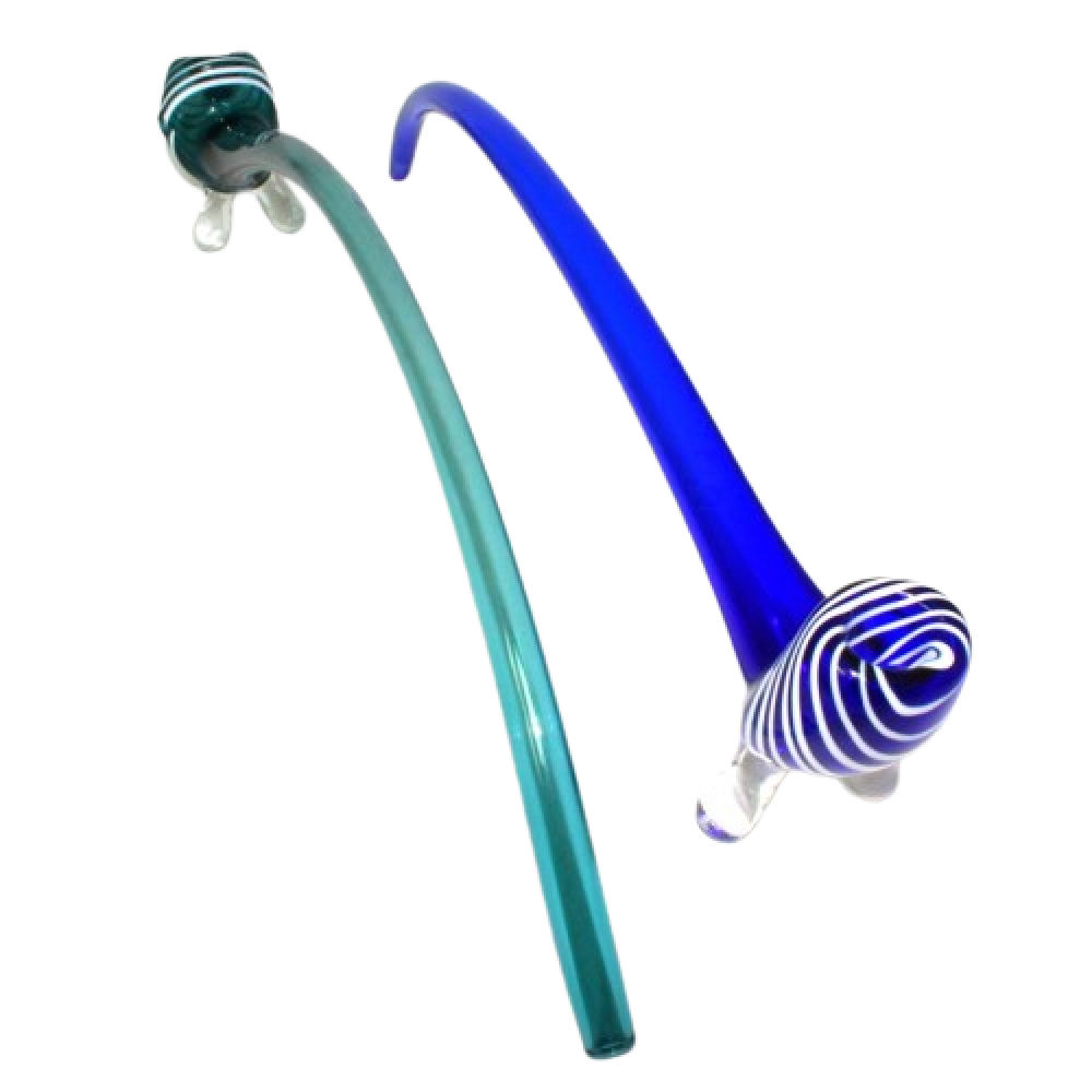 15-inch long stand head stylish Sherlock glass pipe featuring a classic curved design, stable standing base, durable glass construction, smooth polished finish, and artistic styling.