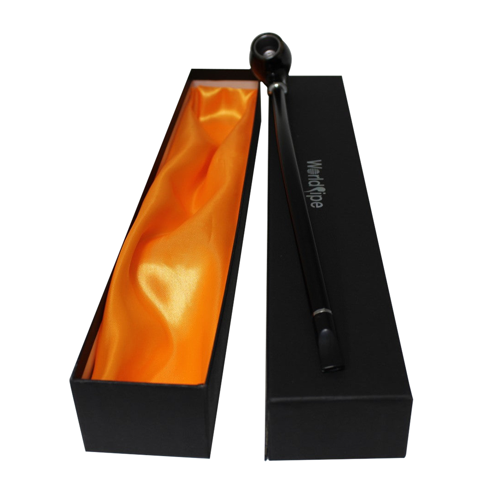 16-inch tobacco wood pipe with case featuring natural wood construction, elongated profile, and protective storage case.