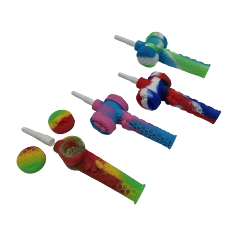 3.5" Silicon 2 in 1 Pipe with Straw kit 10mm Ceramic Nail