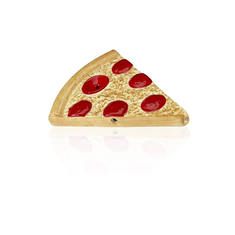3.5-inch pizza design ceramic hand pipe featuring colorful artwork, compact size, durable ceramic construction, and a unique mini design.