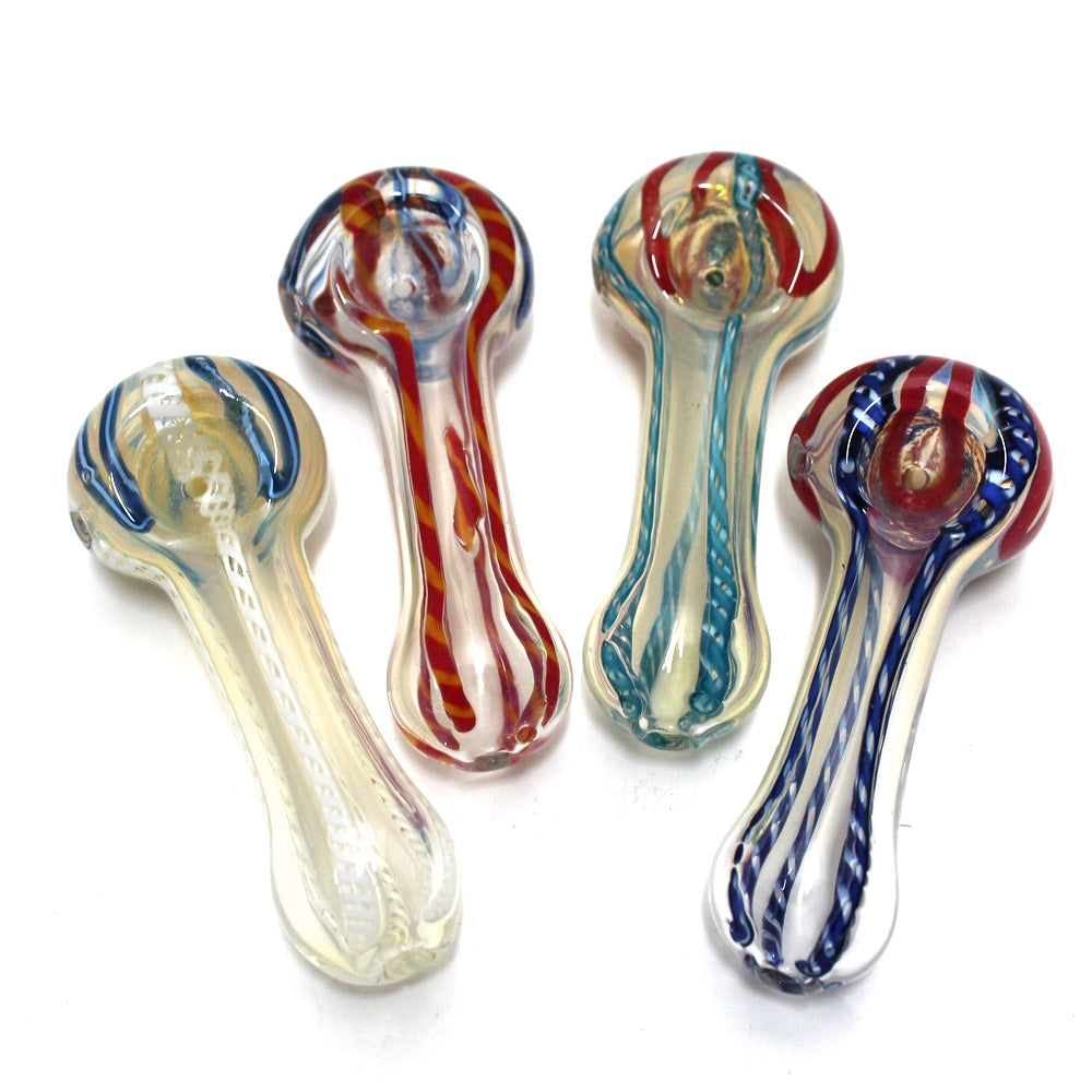 3.5-inch see-through flower color design glass hand pipe featuring a transparent head, colorful floral detailing, smooth glass construction, compact size, and artistic design.
