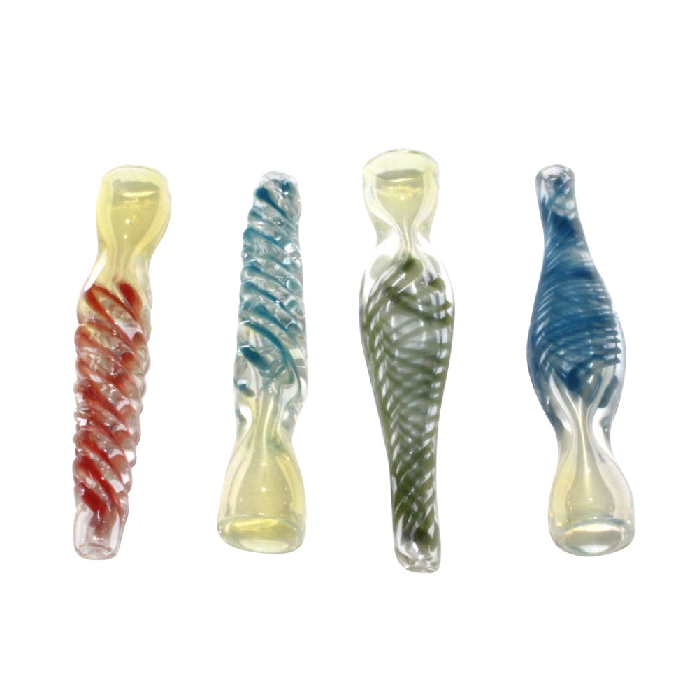 3-inch assorted color glass chillums 100-piece bundle featuring mixed color designs, smooth glass construction, compact profiles, and vibrant detailing.