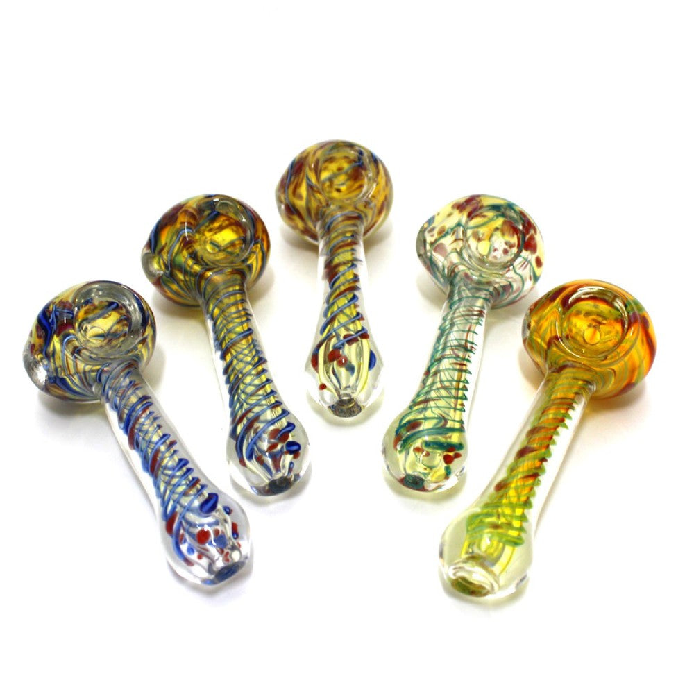 3-inch multi swirl color heavy-duty glass hand pipe featuring vibrant swirl patterns, thick glass construction, polished finish, compact size, and artistic design.
