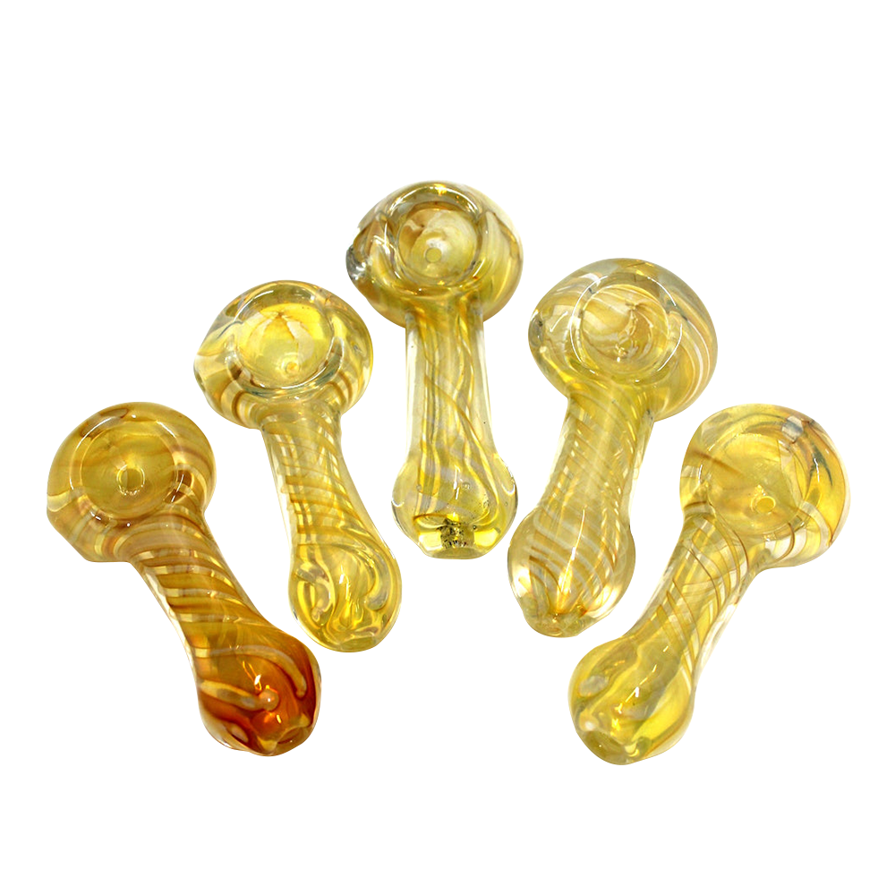 3-inch silver fumed swirl color glass hand pipe featuring silver fumed detailing, artistic swirl patterns, smooth glass construction, compact size, and unique design.