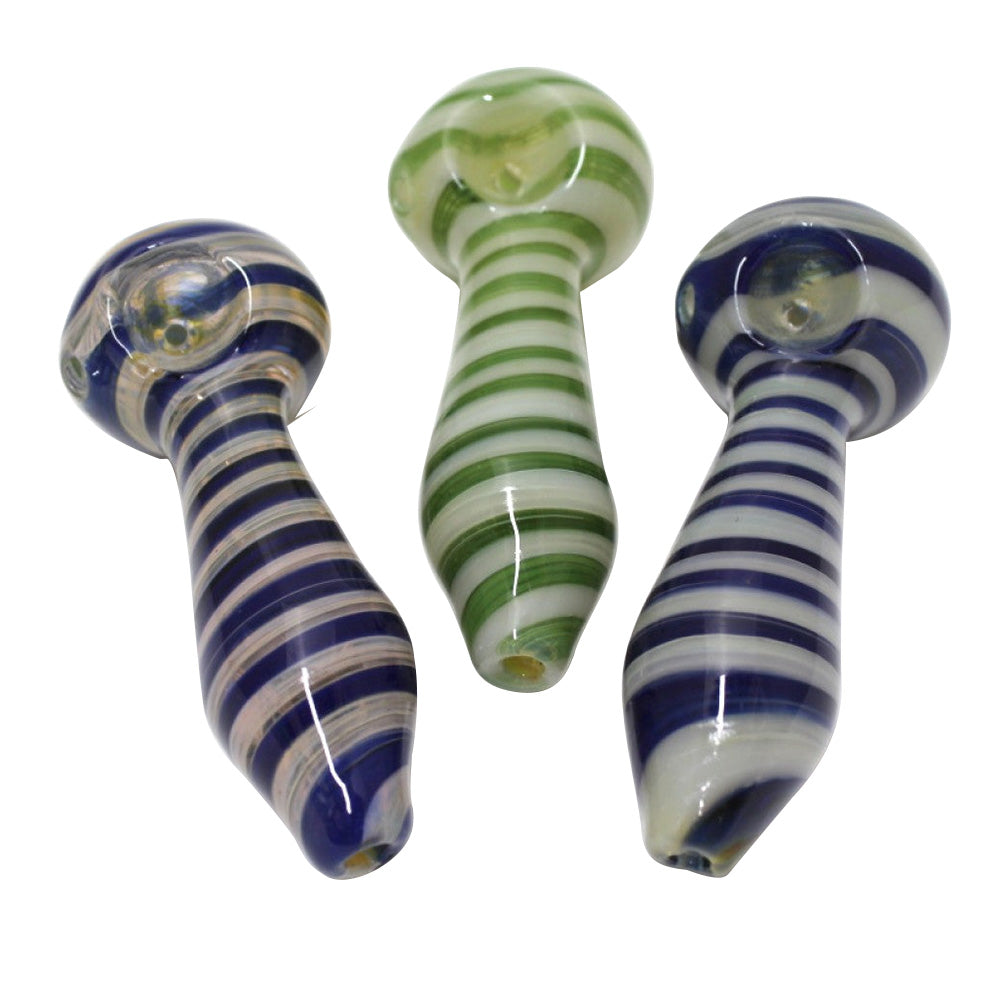 4.5-inch multi swirl color heavy-duty glass hand pipe featuring vibrant multicolor swirl patterns, sturdy glass construction, smooth polished finish, artistic detailing, and unique styling.
