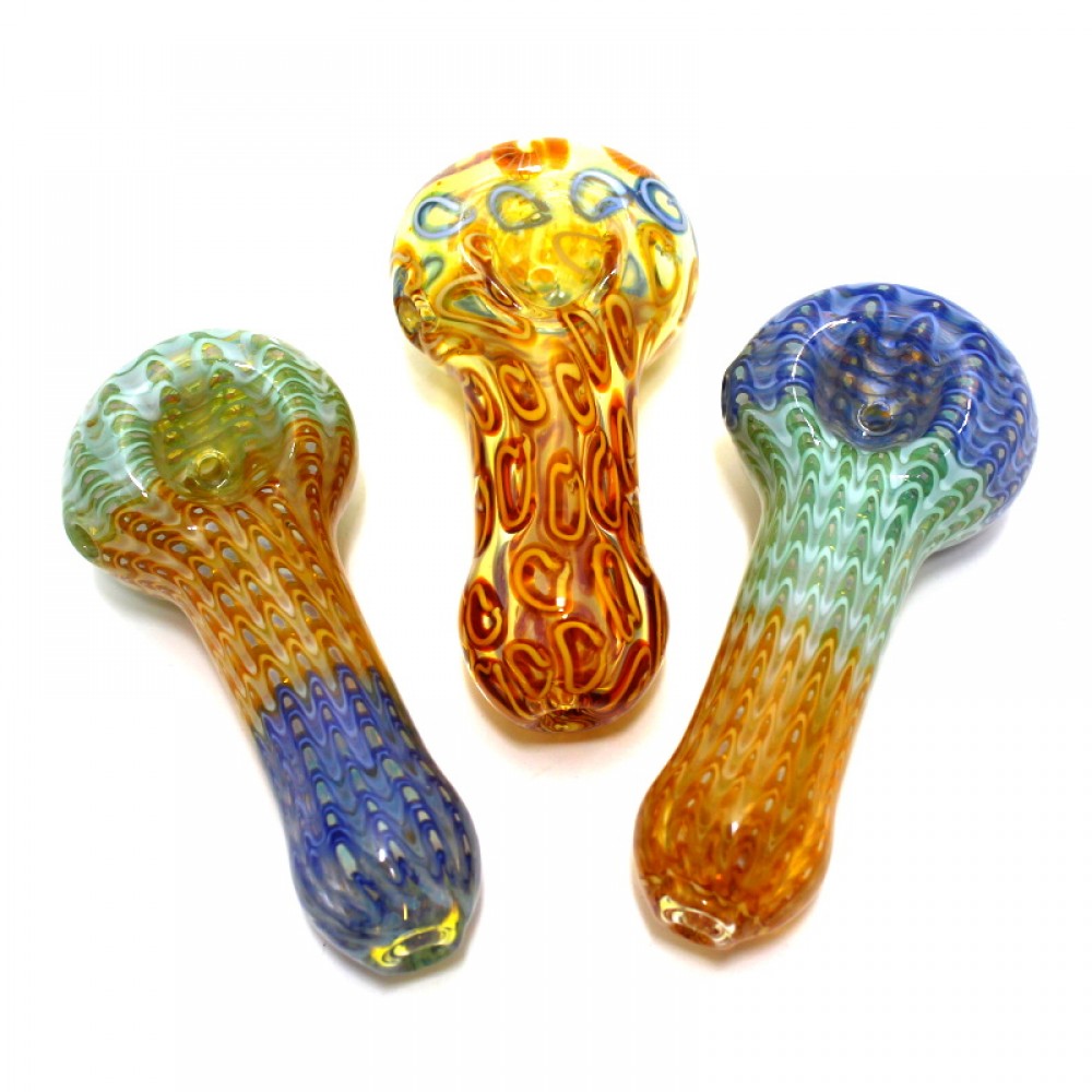 4-inch bubble art multi-color heavy-duty glass hand pipe featuring vibrant bubble patterns, colorful detailing, sturdy glass construction, smooth finish, and artistic styling.