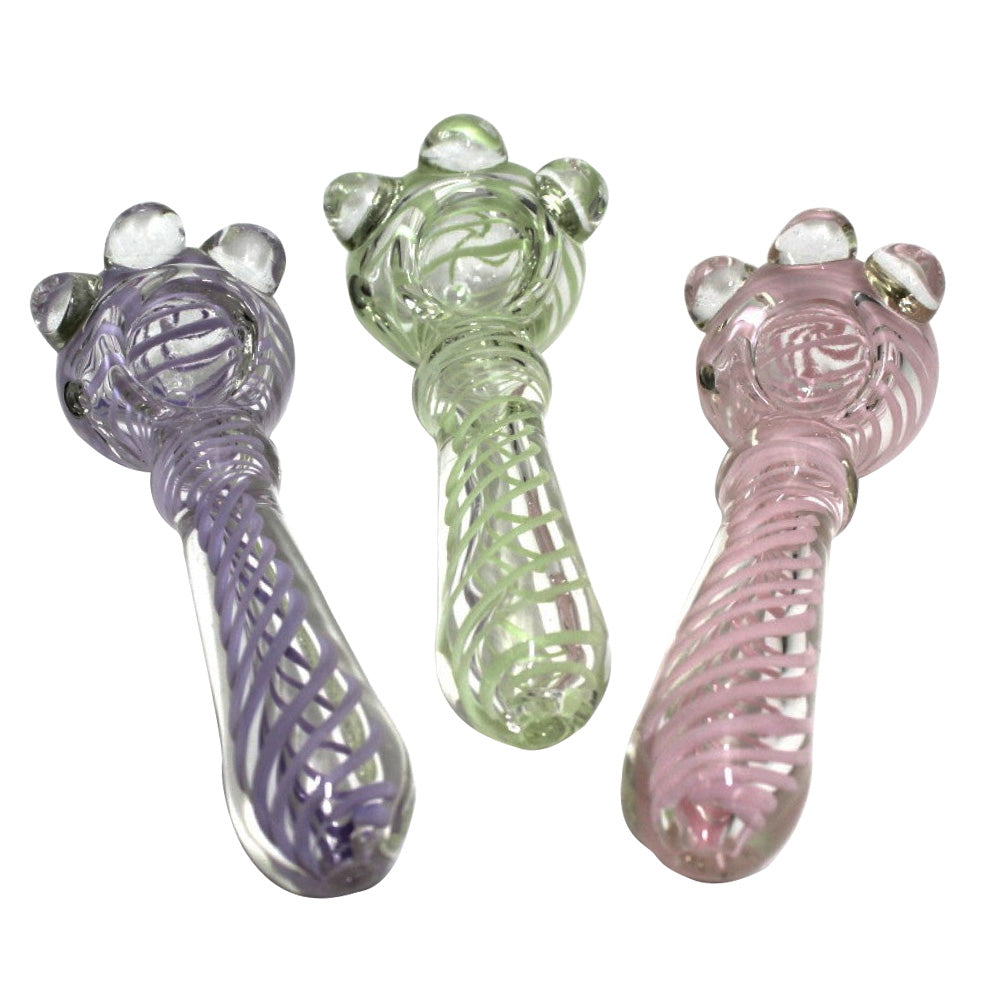 4-inch cubed design swirl color heavy-duty glass hand pipe featuring vibrant swirl patterns, unique cube detailing, sturdy glass construction, smooth finish, and artistic styling.