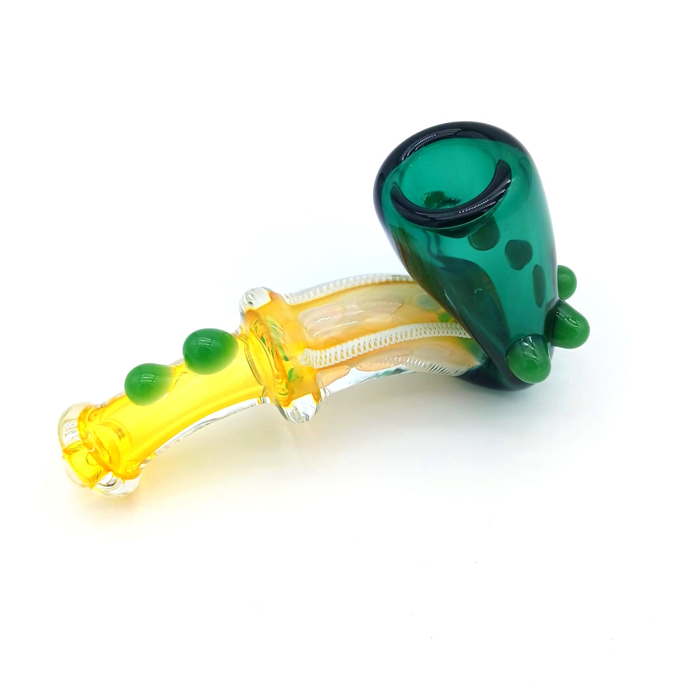 4.5" Color Head Gold Fumed Doted Design Heavy Duty Sherlock Pipe