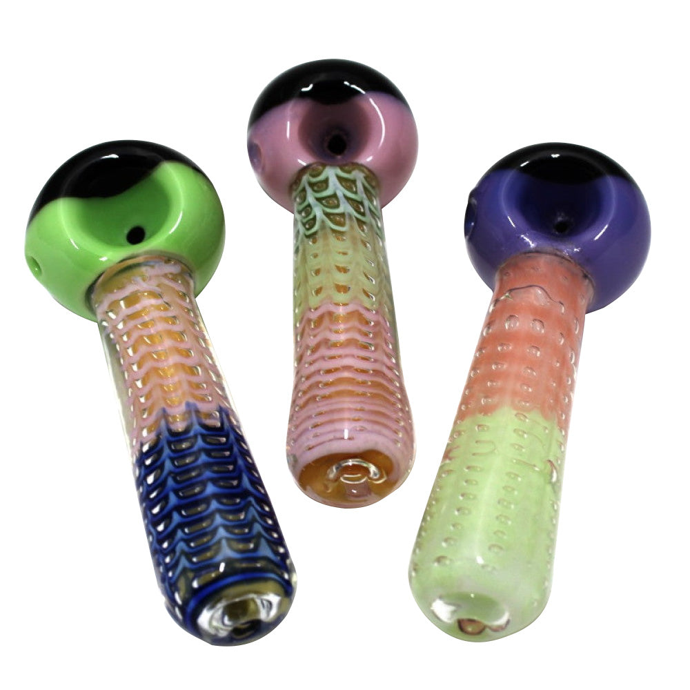5-inch USA color bubble art design heavy-duty glass hand pipe featuring vibrant color accents, unique bubble art detailing, sturdy glass construction, smooth polished finish, and artistic styling.