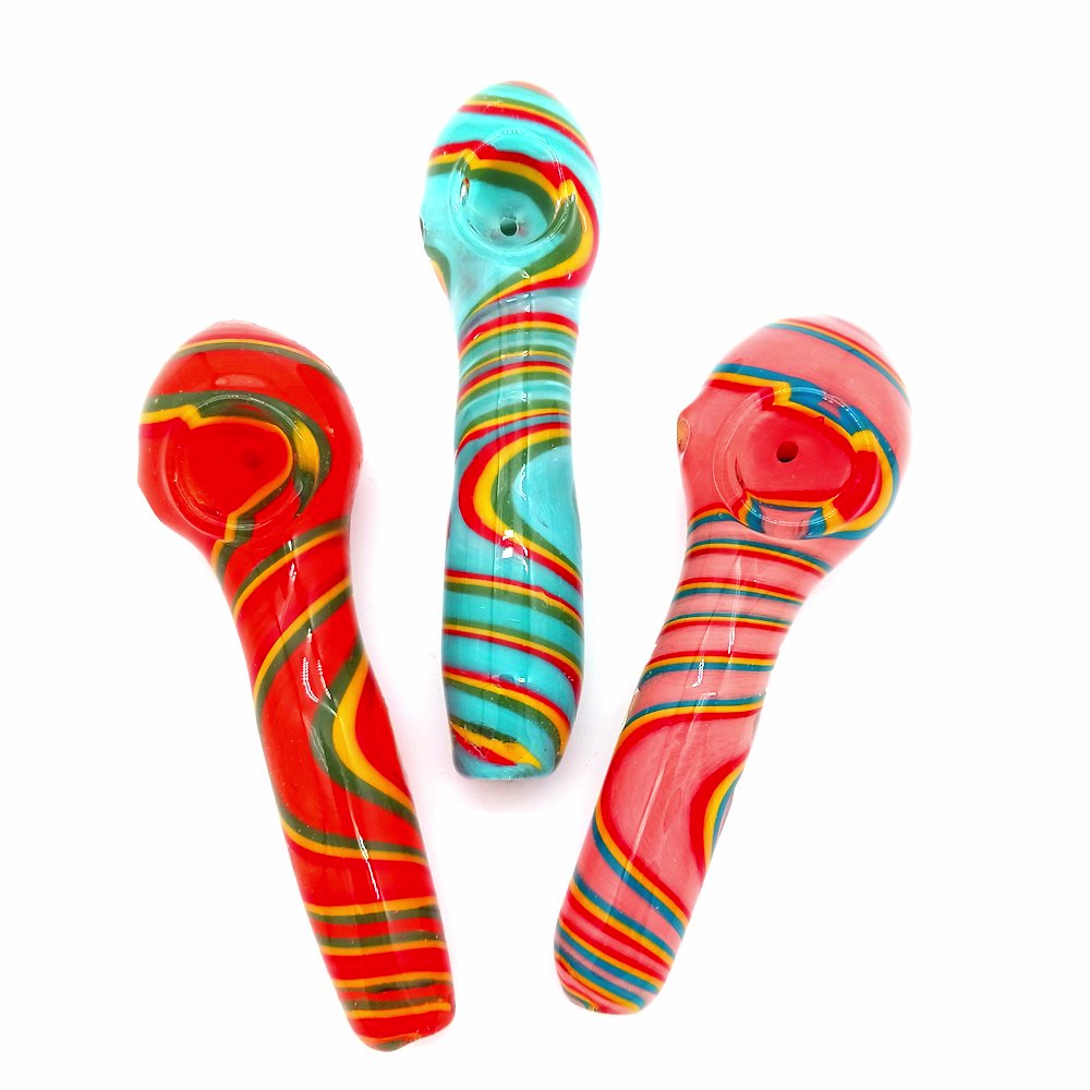 5'' Multi Art Color Heavy Duty Glass Hand Pipe
