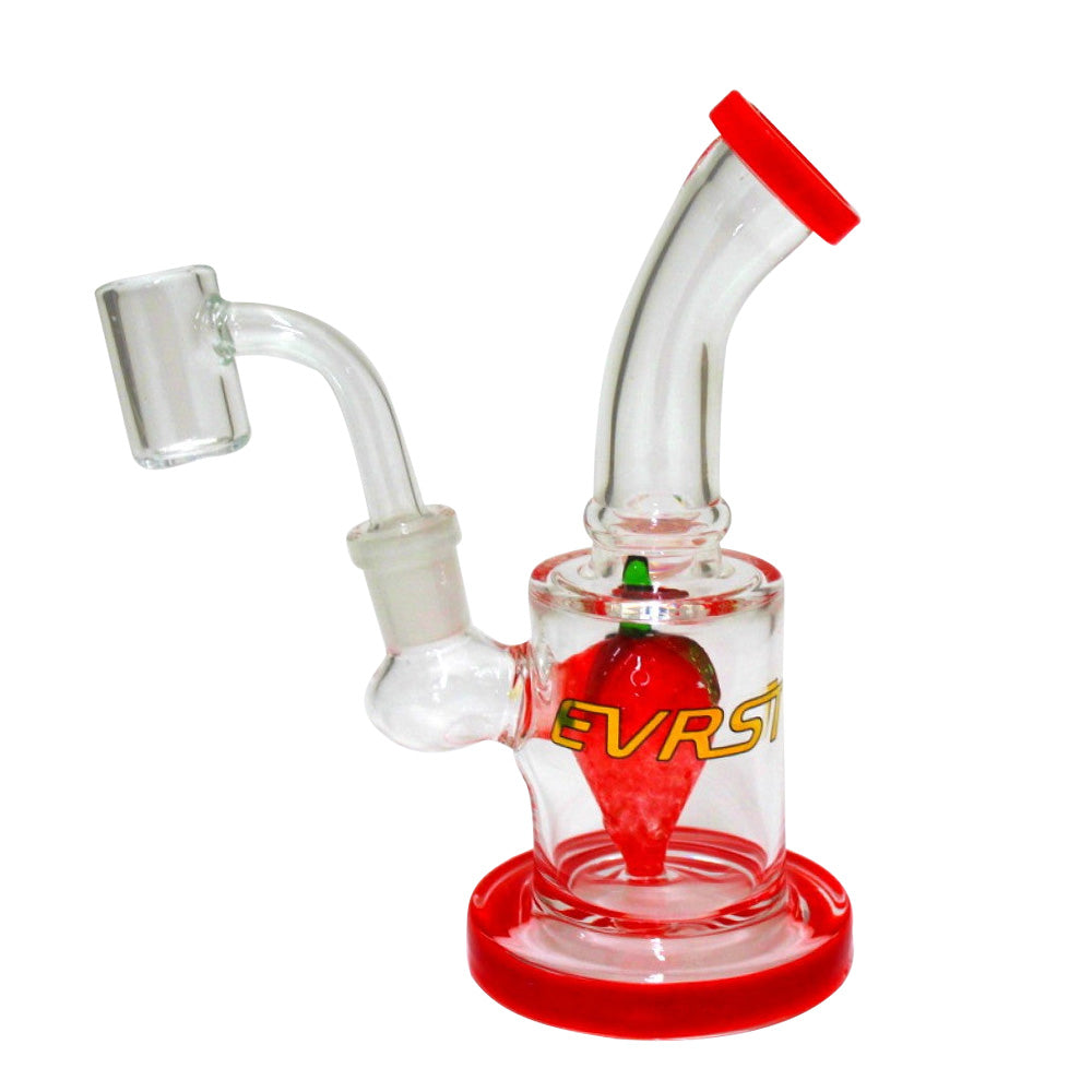6-inch EVRST Fruit Perk Water Pipe featuring durable glass construction, fruit-inspired perk design, 14mm male banger, stable base, and polished finish.