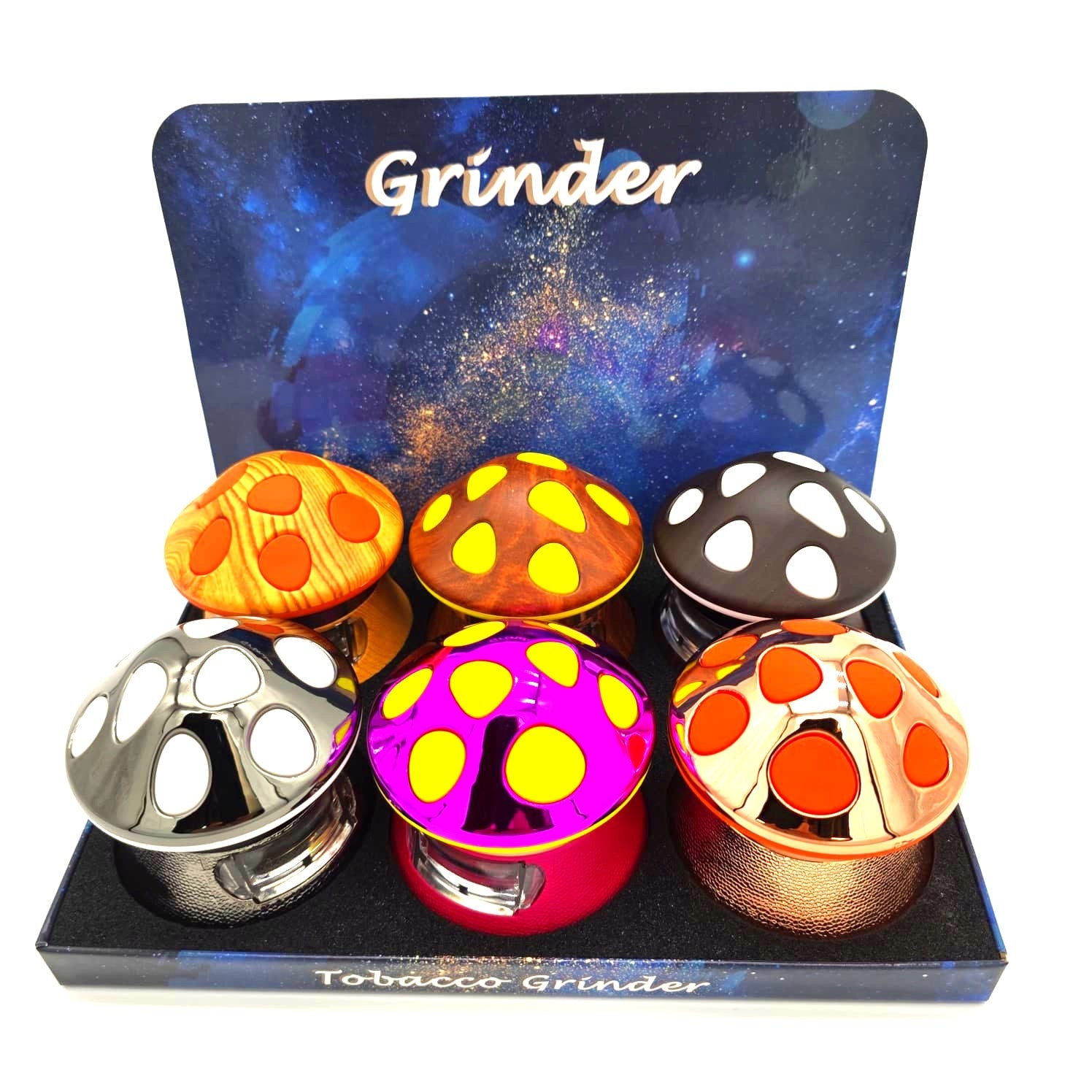 4 Part Mushroom Design Assorted Color Grinder 63 MM