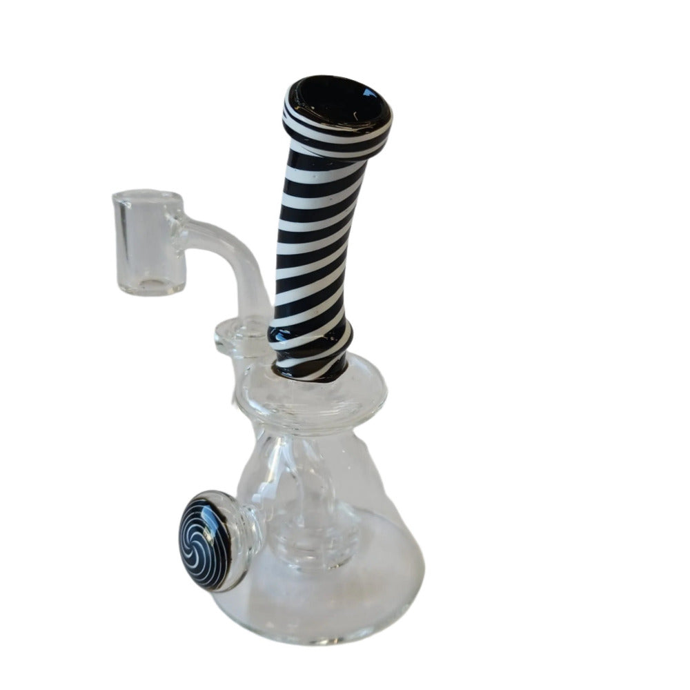 6" Spiral Design Tube Color Dab Rig Water With 14 MM Male Banger