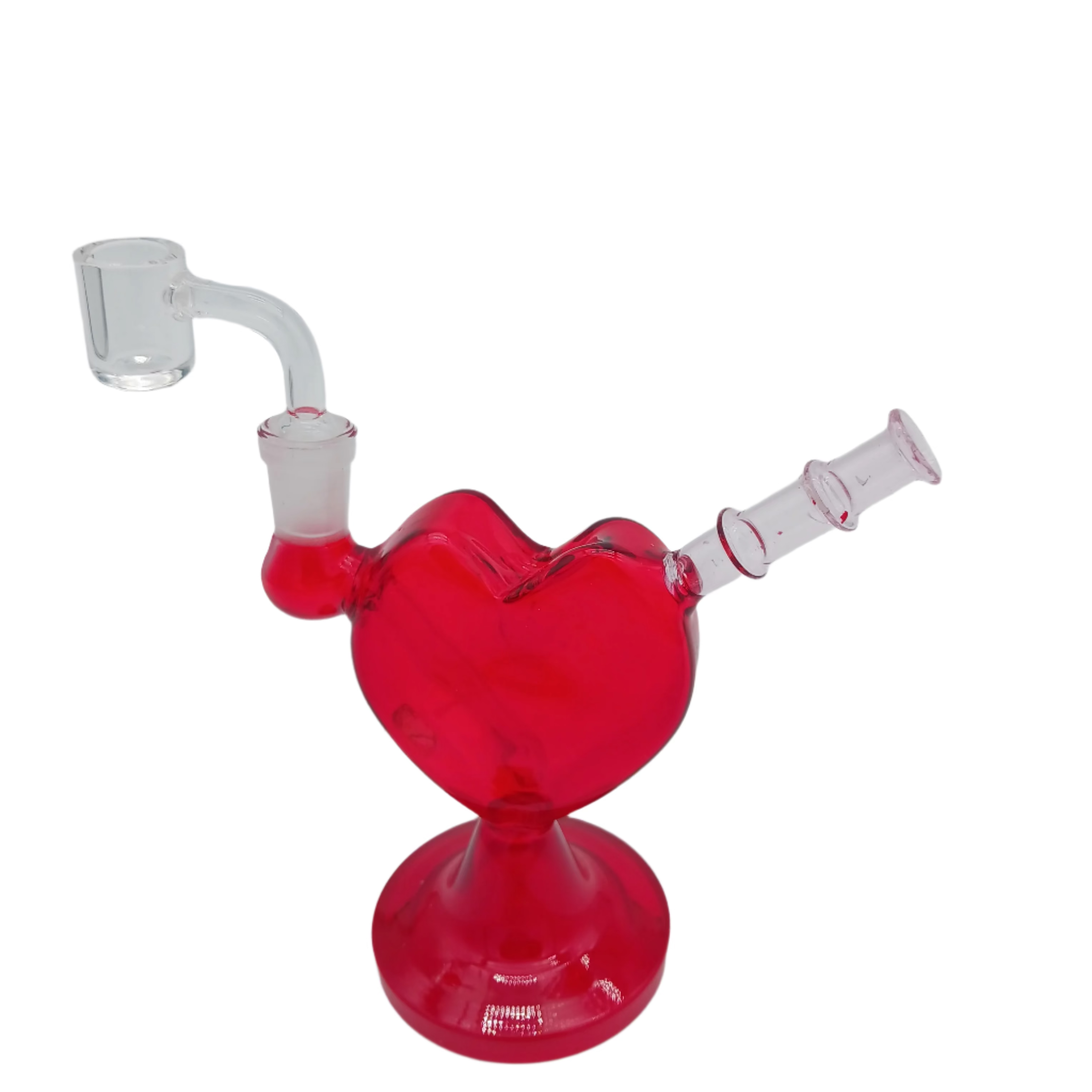 6''Heart Design Standing Dab Rig Water Pipe With 14 MM Male Banger