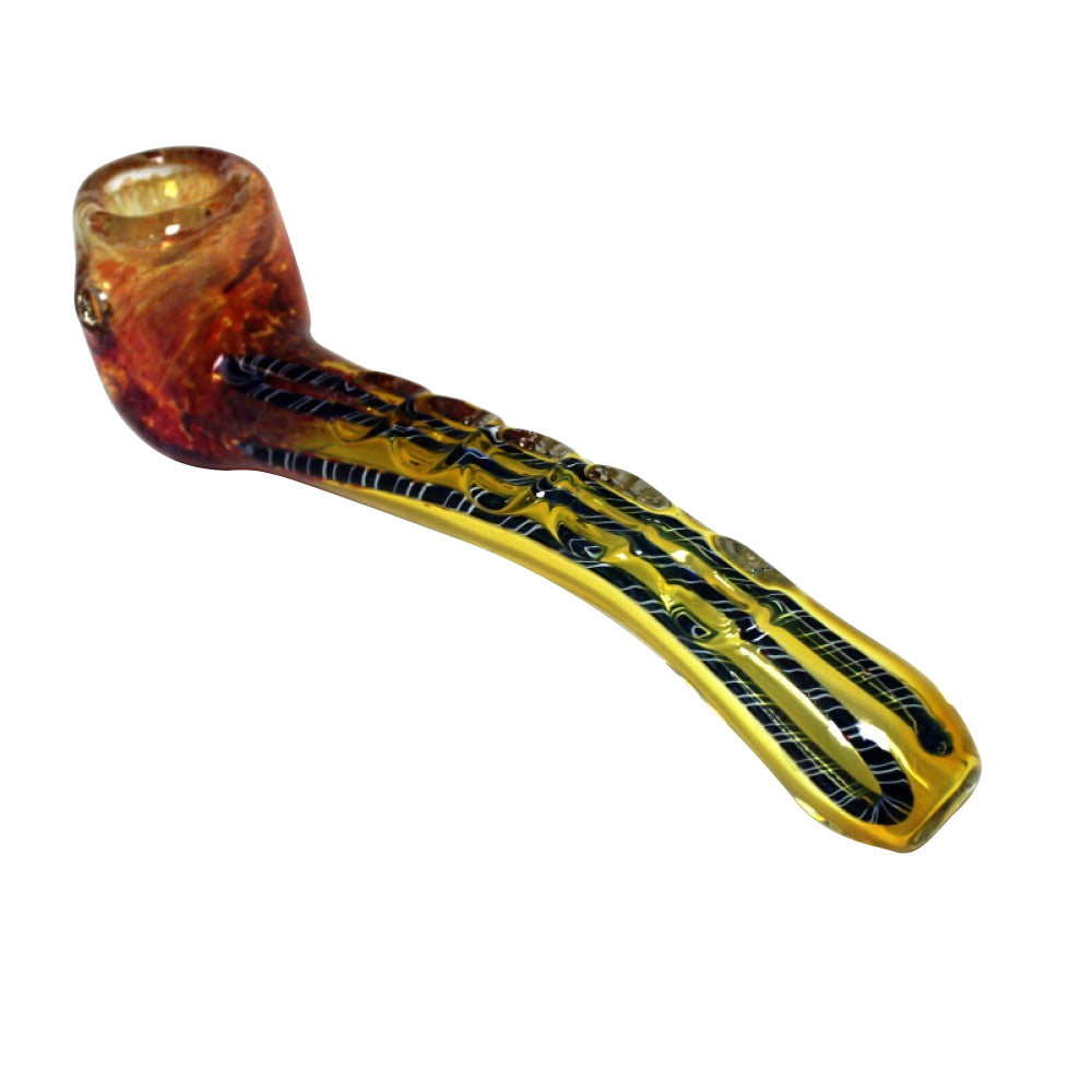 7-inch purple heavy duty Sherlock glass pipe featuring a vibrant color head, classic curved design, thick durable glass construction, smooth polished finish, and distinctive styling.