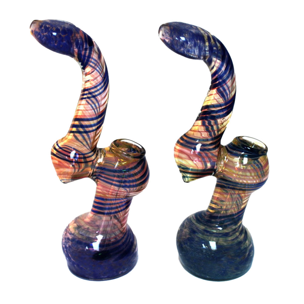 7-inch swirl art color heavy-duty glass bubbler featuring vibrant swirl patterns, large size, and durable glass construction.