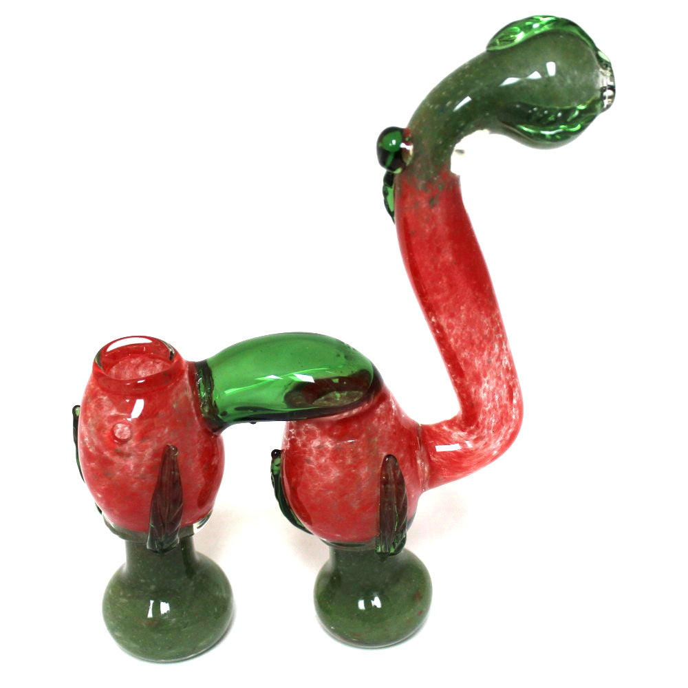 7'' Double Chamber Green/ Red Color Leaf Art Design Bubbler Large Size