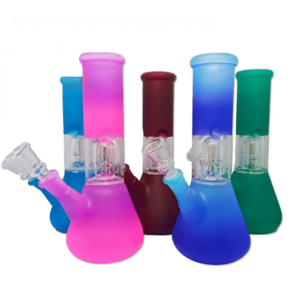 8-inch Beaker Base Colorful Single Side Bowl Water Pipe featuring a vibrant design, stable beaker base, single side bowl, durable glass construction, and built-in water chamber.