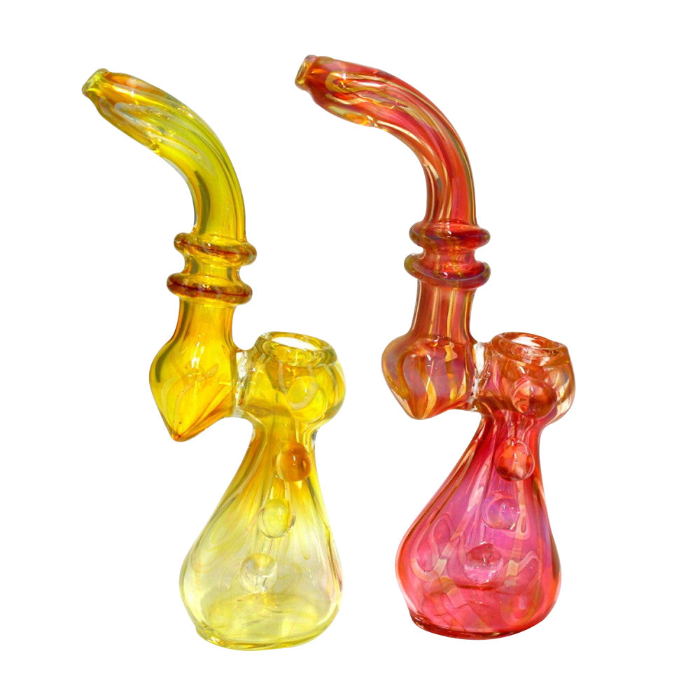 8-inch gold silver fumed heavy-duty glass bubbler featuring elegant fumed detailing, large size, and durable glass construction.