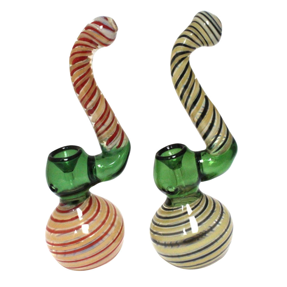 9-inch round base swirl color Sherlock heavy-duty glass bubbler featuring vibrant swirl patterns, stable round base, curved design, and large-size profile.