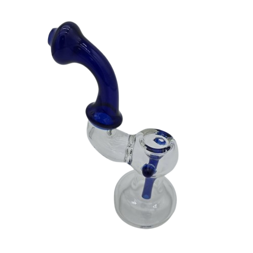 Transparent with blue color tube heavy duty sherlock style bubbler