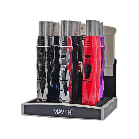 ITEM # 99- D138 Maven Diamond Design Windproof Table Torch 9 Pcs Per Display