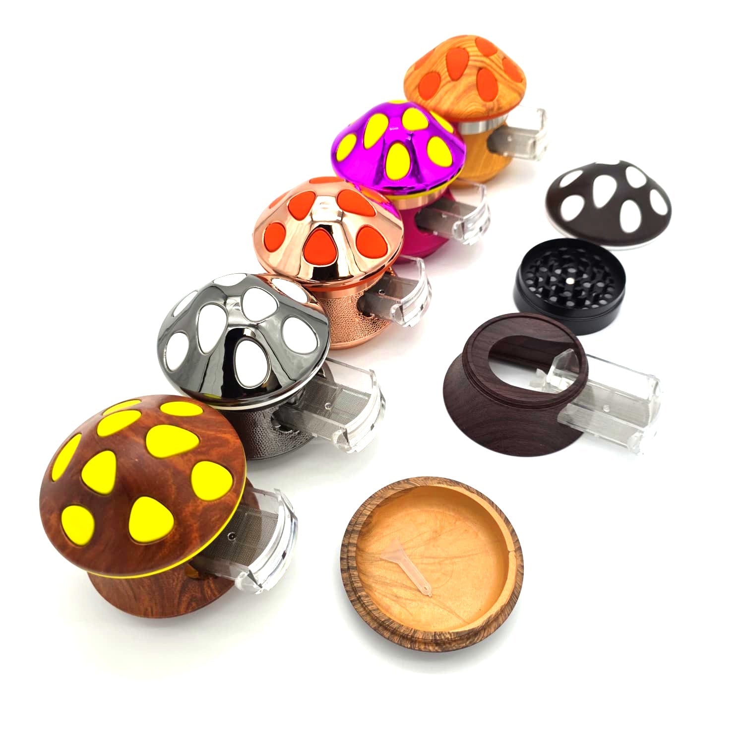 4 Part Mushroom Design Assorted Color Grinder 63 MM