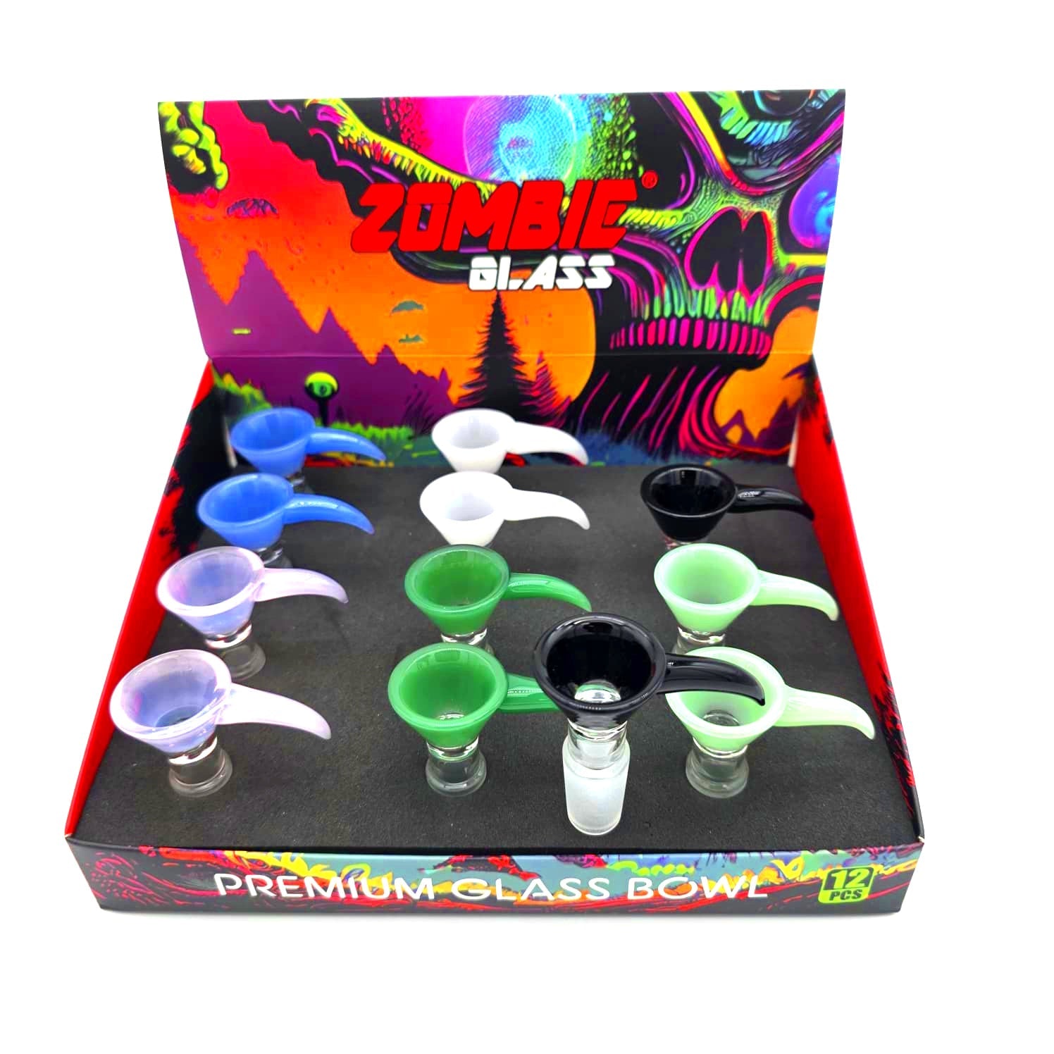 WHP-241 ZOMBIE GLASS BOWL 14 MM MALE 12 PER PACK