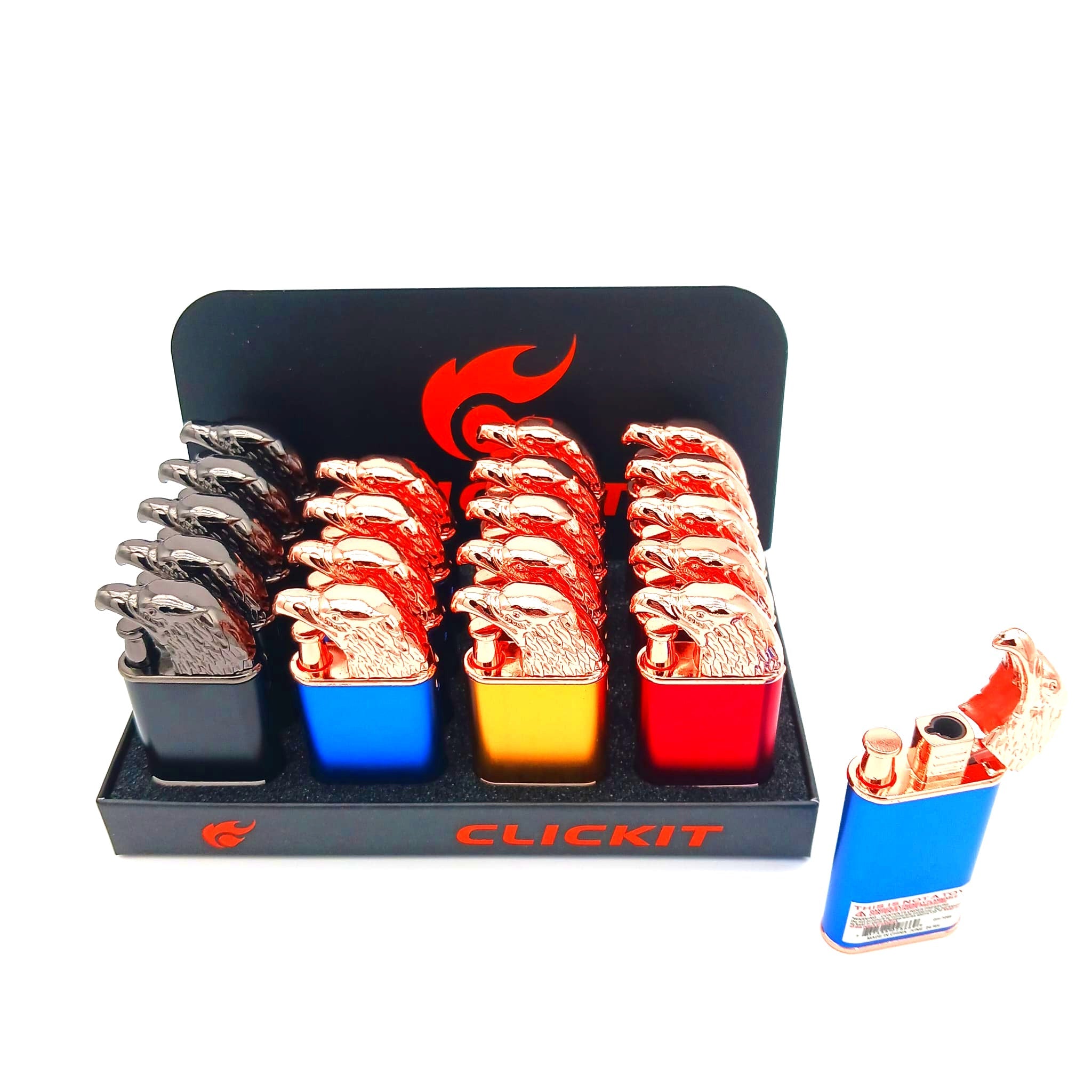 GH-7266 Clickit Eagle Single Torch Mix Color 20 Pcs Display