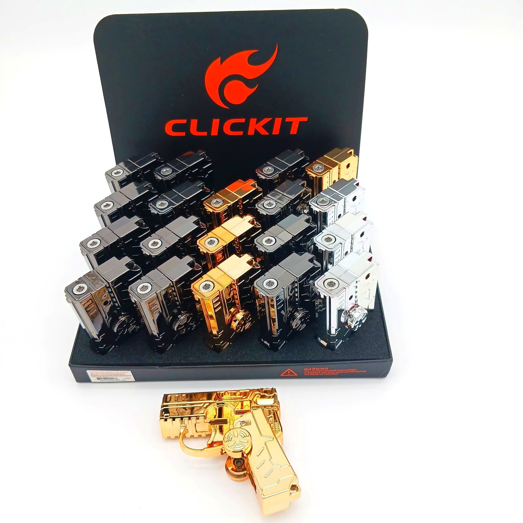 GH-8896 Clickit Fidget Wind proof Torch Mix Color 20 Pcs Display