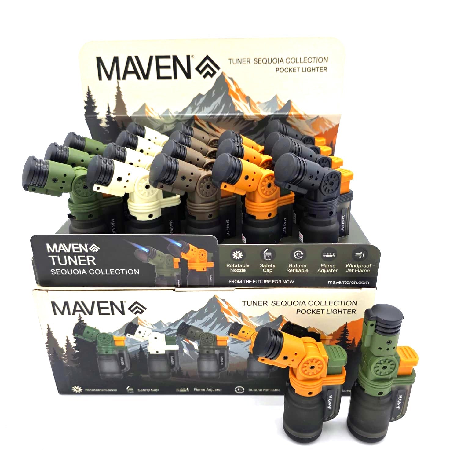 Item # 98-1172TSQ Maven Tuner Sequoia Collection Pocket Lighter 20 Pcs Per Pack