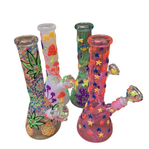 Glow in the dark fancy art color water pipe
