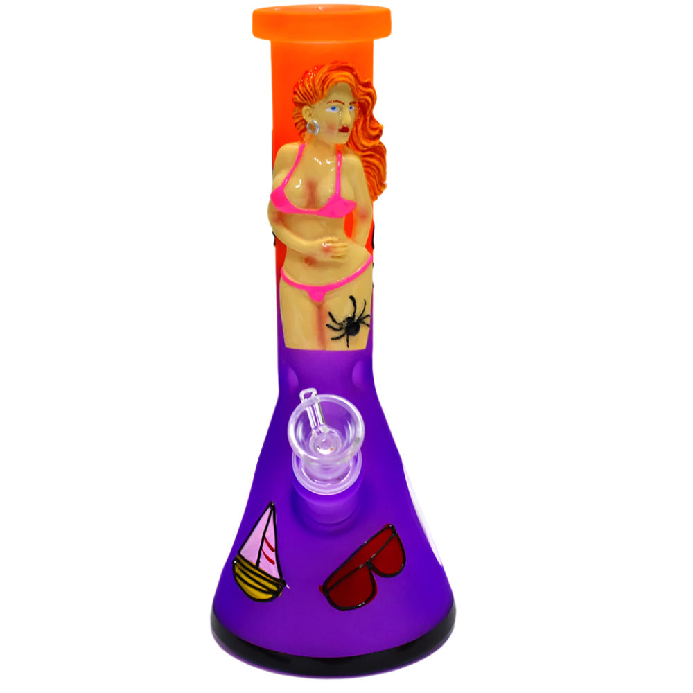 10 Inch Artistic Glass Water Pipe with Multicolor Decorative Patterns, Unique Visual Details, and a Contemporary Design for Wholesale and Retail Collections