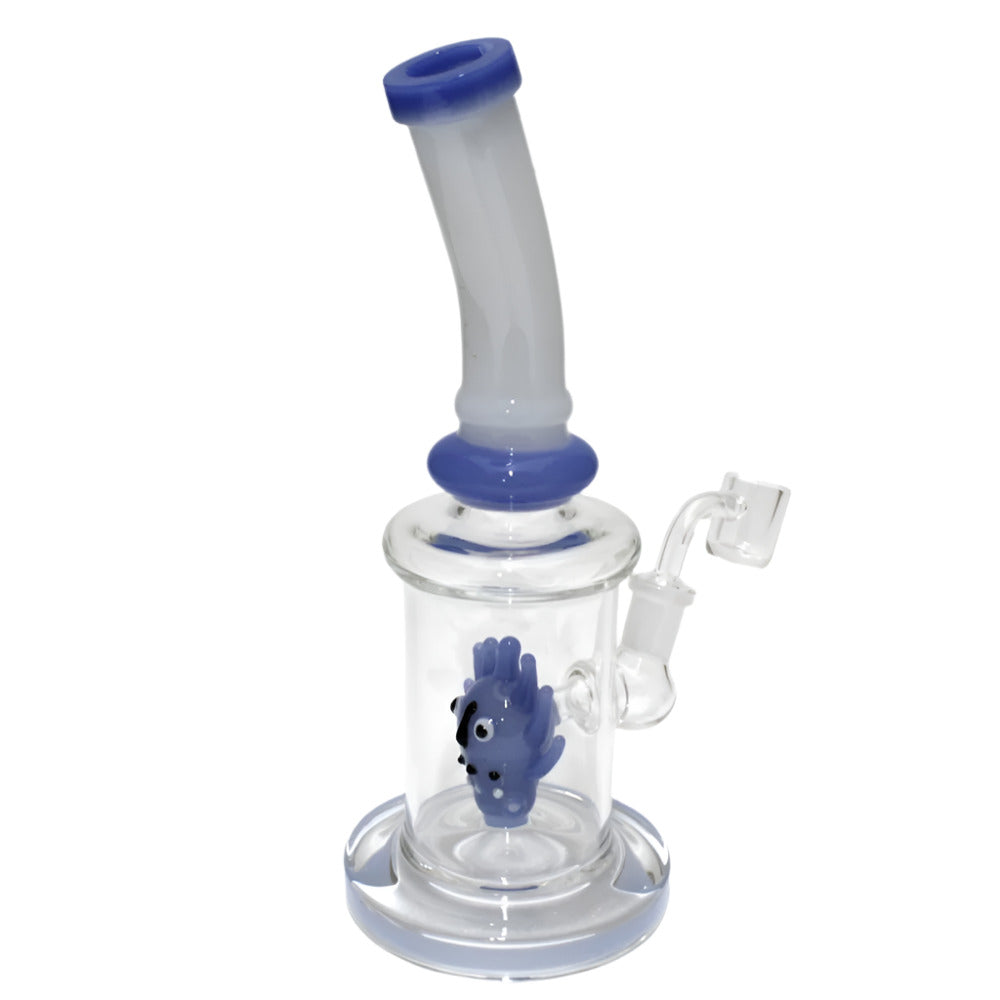 10 Inch Colorful Tube Glass Water Pipe with Flat Bottom Design, Integrated Percolator, 14mm Male Banger, and Decorative Glass Accents for Retail Displays and Wholesale Collections