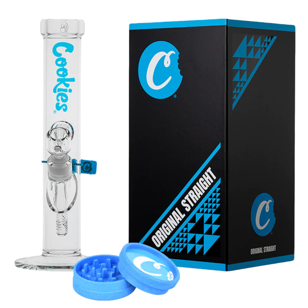 Cookies Original straight glass water pipe featuring a sleek tube-style design, durable glass construction, stable base, smooth finish, and minimalist appearance.