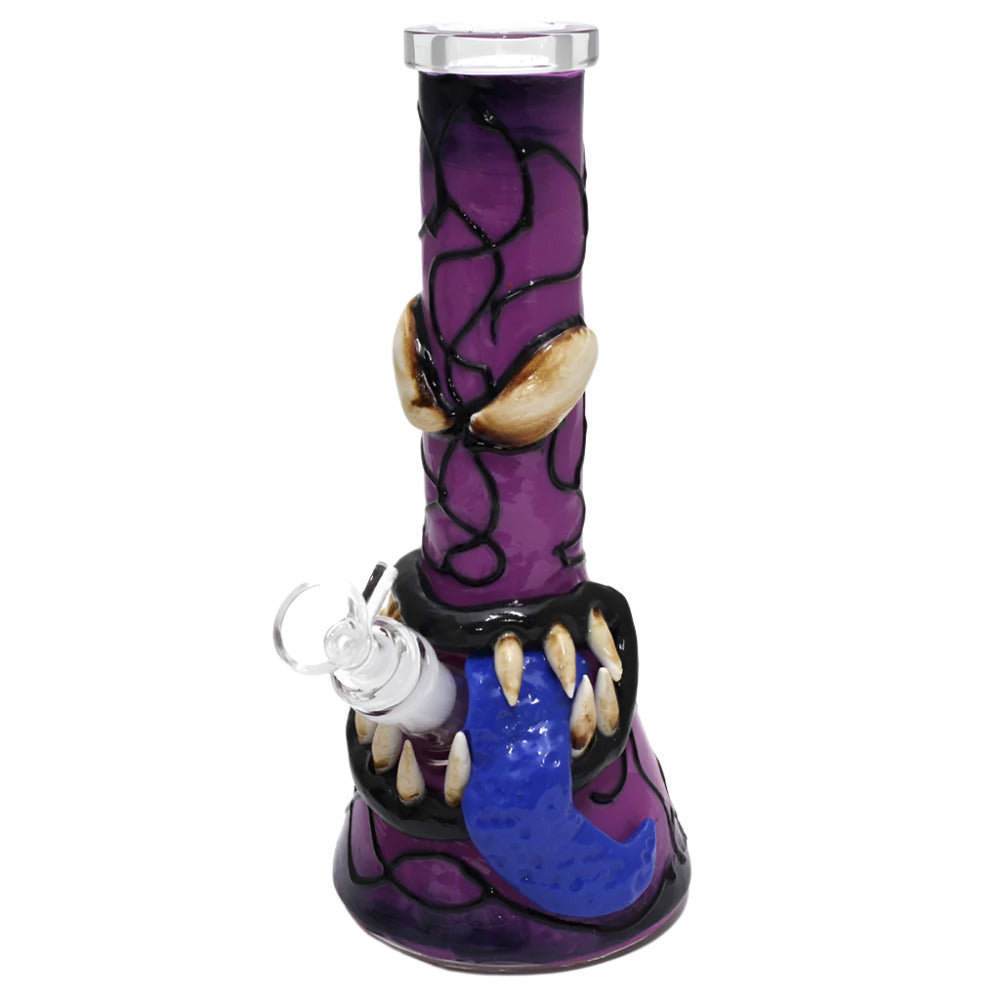 10 Inch Heavy Duty Glass Water Pipe with Artistic Decorative Patterns, Colorful Design Details, Durable Glass Construction, and a Stable Wide Base for Retail and Wholesale Supply