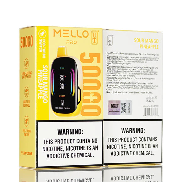 Flum Float Mello Pro 50K Puffs disposable vape device with a compact design and extended puff capacity