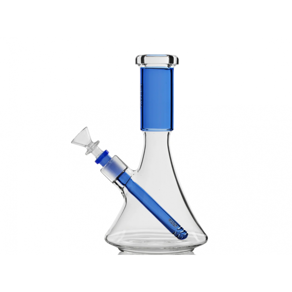 GRAV Large Deco Beaker Bong featuring a stylish Deco-inspired design, durable glass construction, beaker-shaped body, water filtration chamber, and stable base.