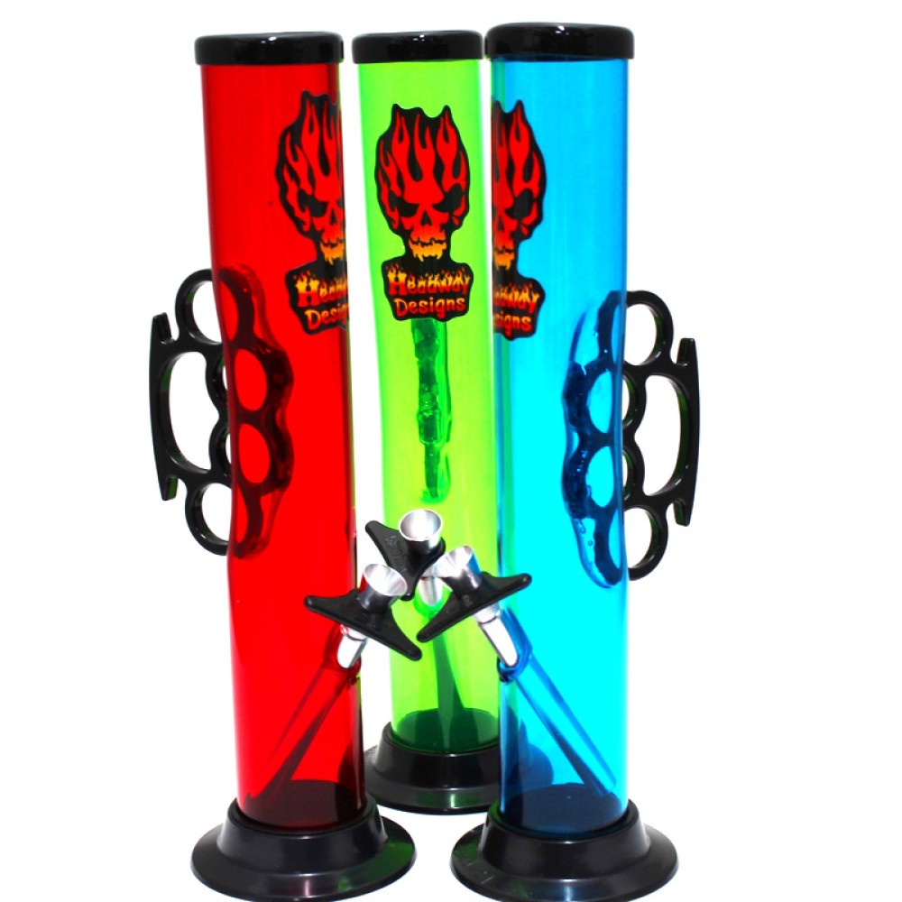 Headway Designs 12-inch Acrylic Straight A Punch Water Pipe featuring a classic straight tube design, durable acrylic construction, sturdy base, lightweight build, and distinctive styling.