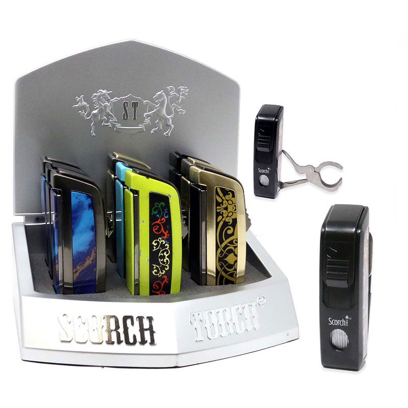 Heavy duty cigar torch lighter with builti in scissor cigar cutter (9ct) model : 61790