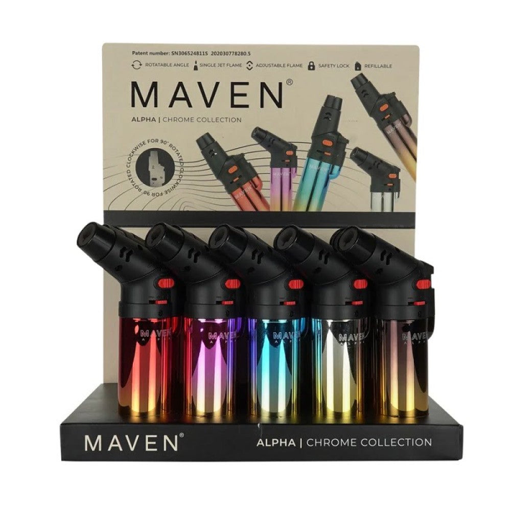 Maven Alpha Chrome Collection Featuring a Sleek Chrome Finish and Modern Design, Packaged with 15 Pieces Per Box for Wholesale and Retail Supply