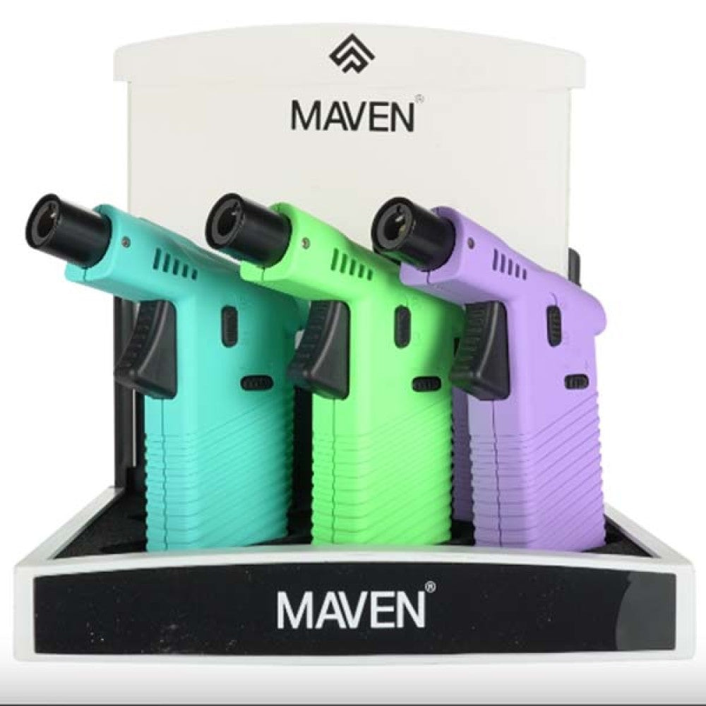 Maven Cannon Torch Lighter Featuring a Bold Modern Design, Packaged with 6 Pieces Per Box for Convenient Retail Display and Wholesale Supply.
