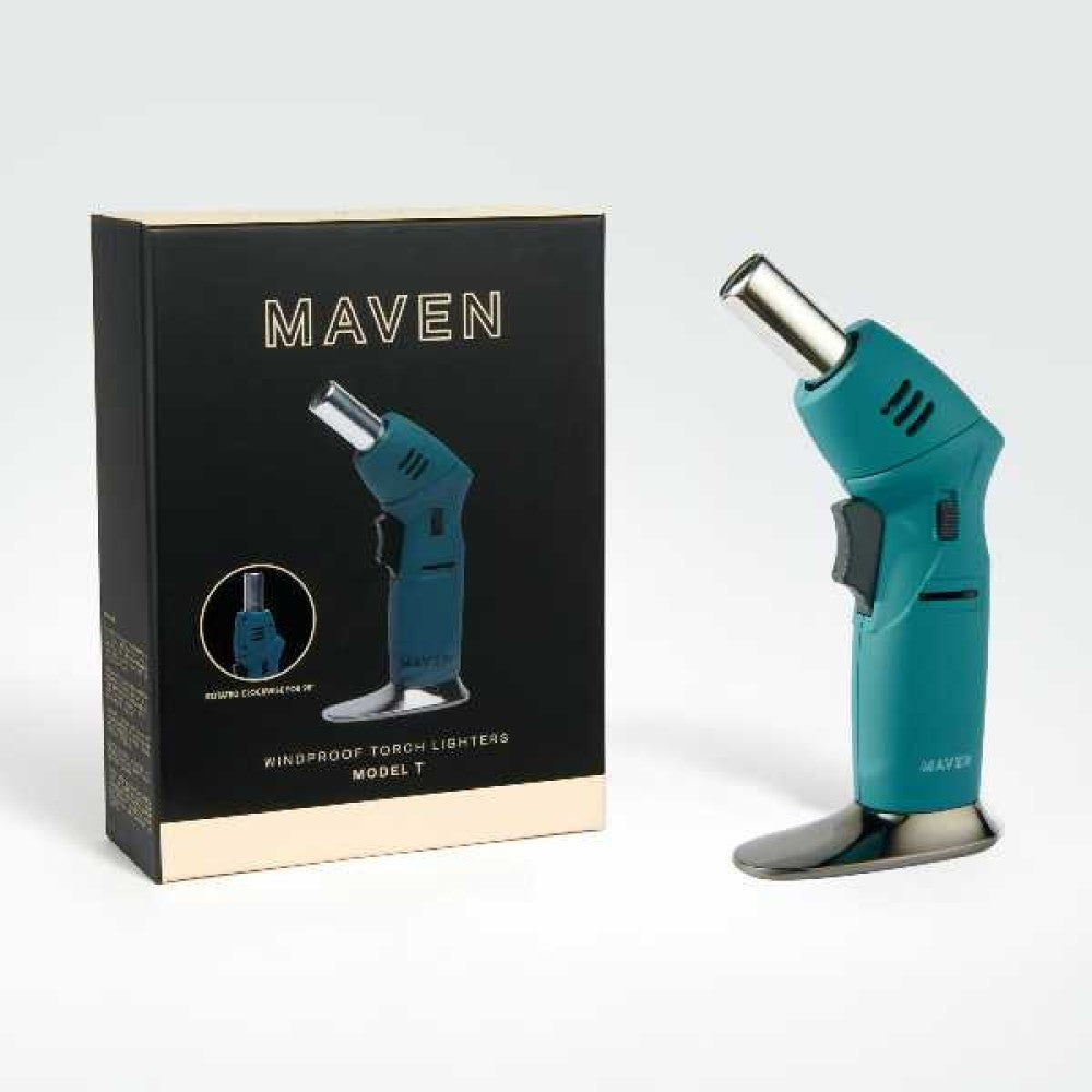 Maven Model T Torch Lighter Featuring a Sleek Modern Design, Distinctive Styling, and Maven Branding for Retail Displays and Wholesale Lighter Collections.