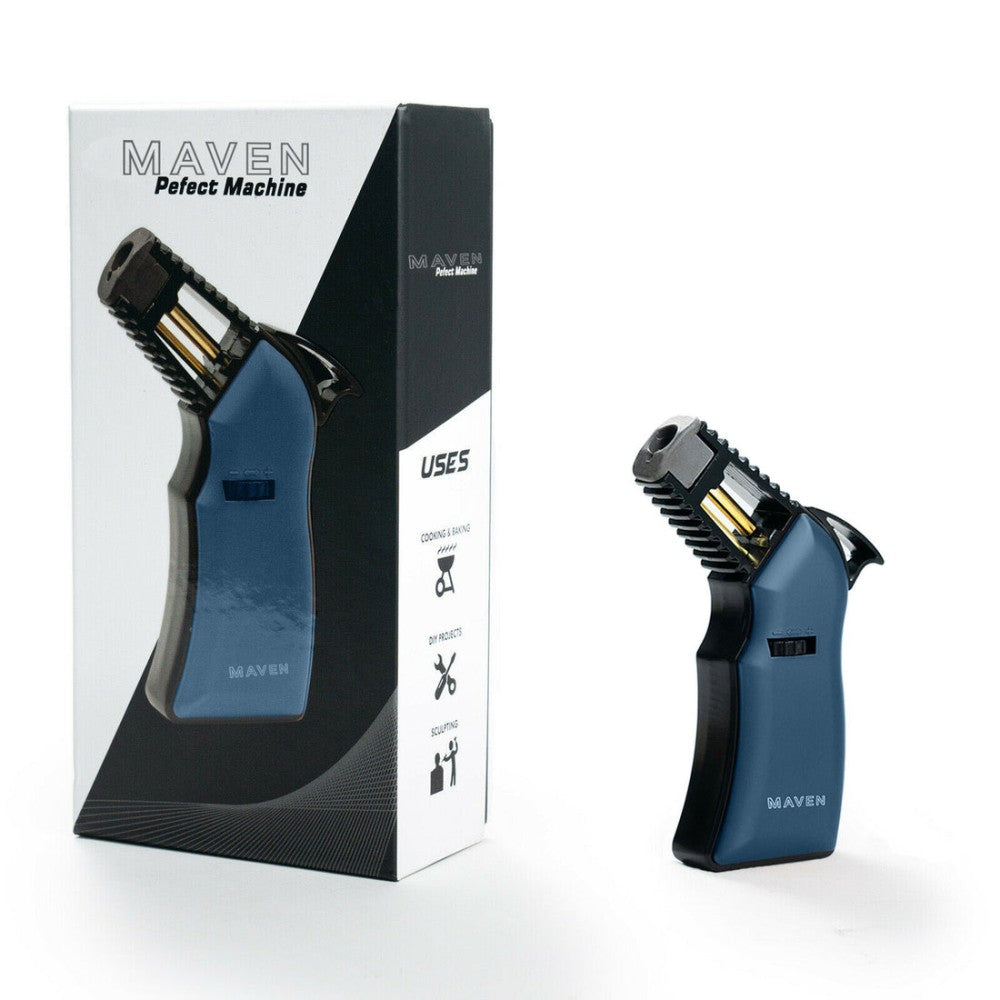 Maven Perfect Machine Torch Featuring a Distinctive Modern Body, Sleek Styling, and Signature Maven Branding, Ideal for E-Commerce Product Images and Retail or Wholesale Lighter Collections.