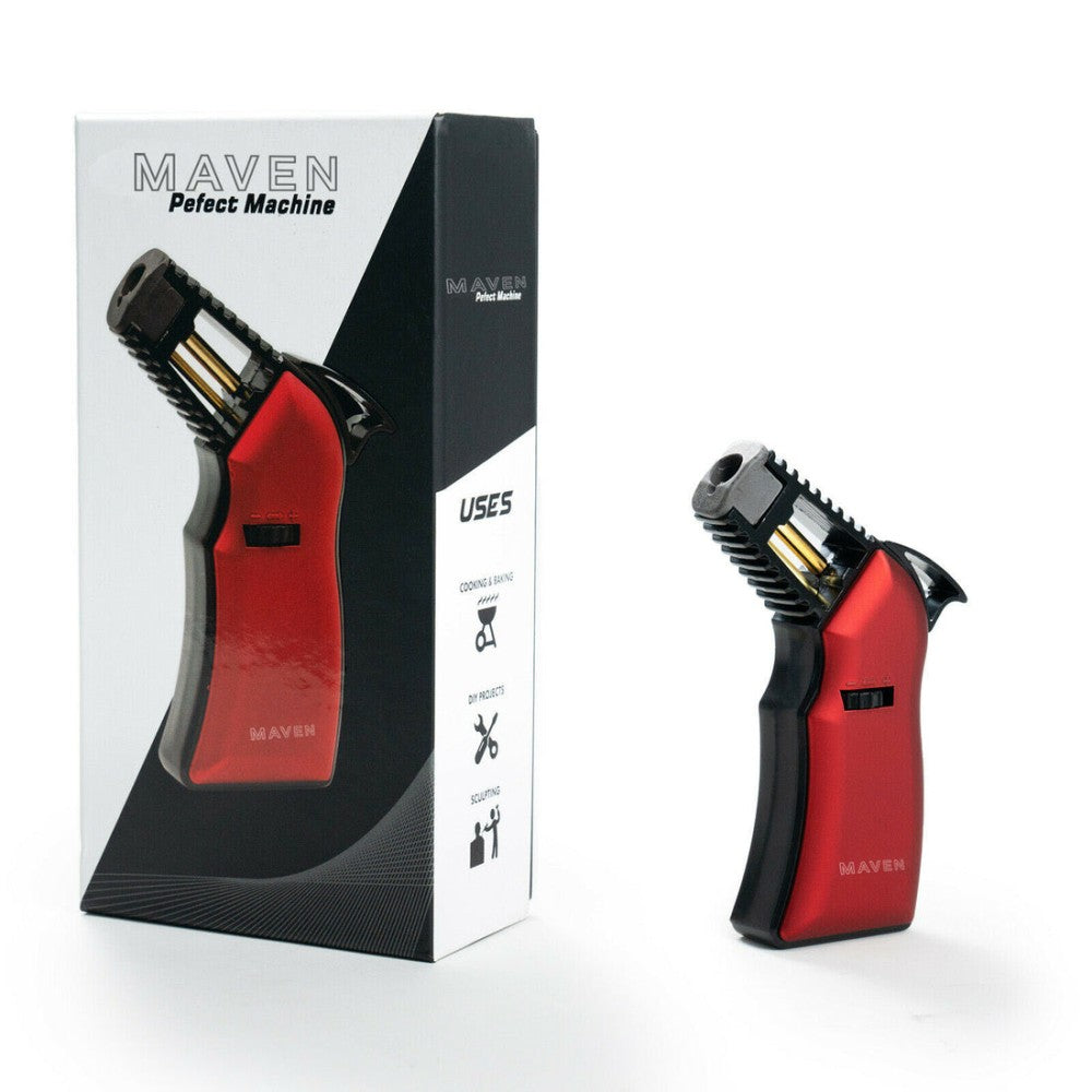 Maven Perfect Machine Torch Featuring a Sleek Modern Design, Distinctive Body Styling, and Maven Branding for Retail Displays and Wholesale Torch Lighter Collections.