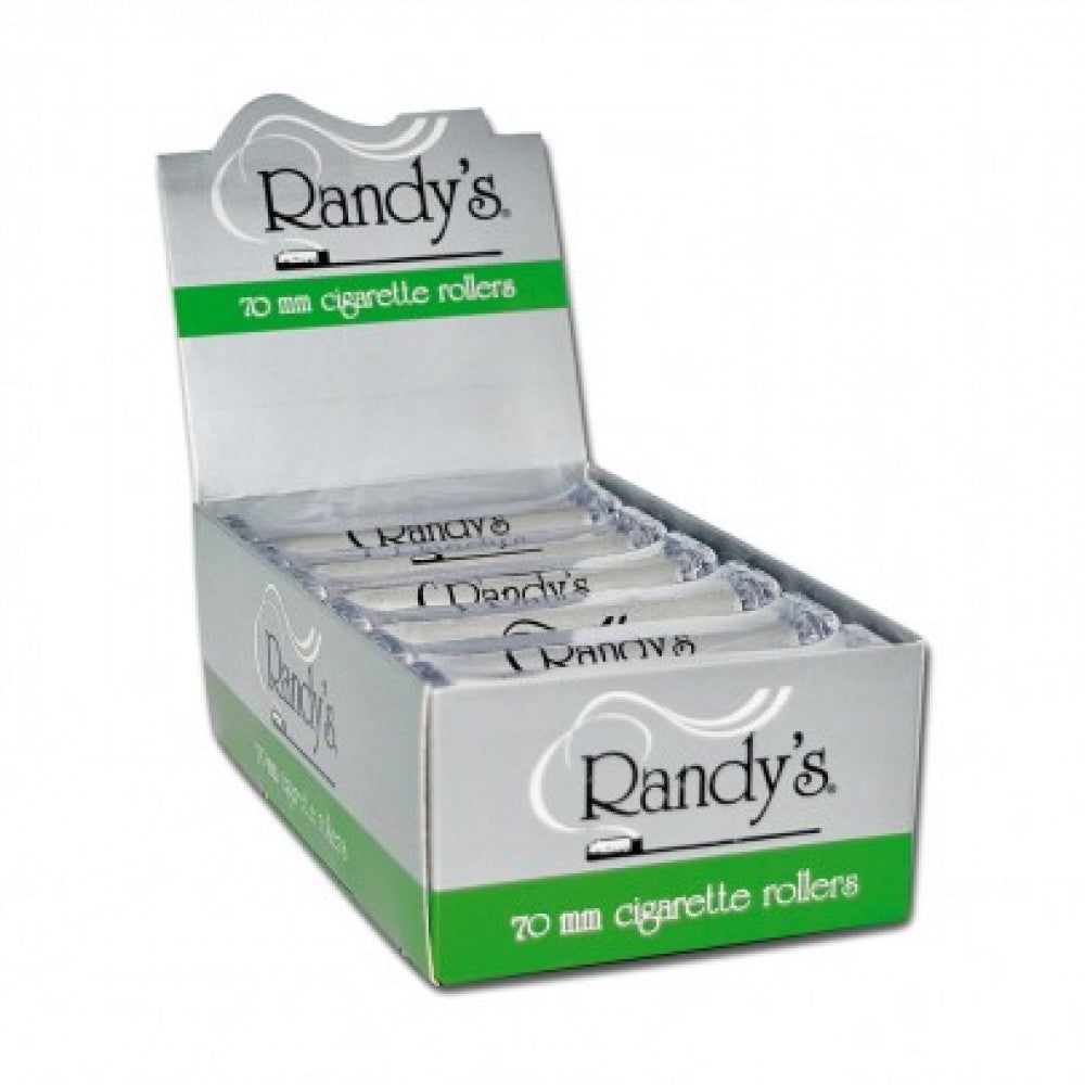 Randy's 70mm Rolling Machine featuring durable rollers, compact design, smooth operation, and 12 rolling machines per pack.